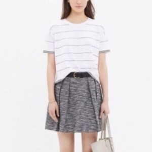 Madewell Countdown Charcoal Gray Tweed Pleated A-Line Mini Skirt